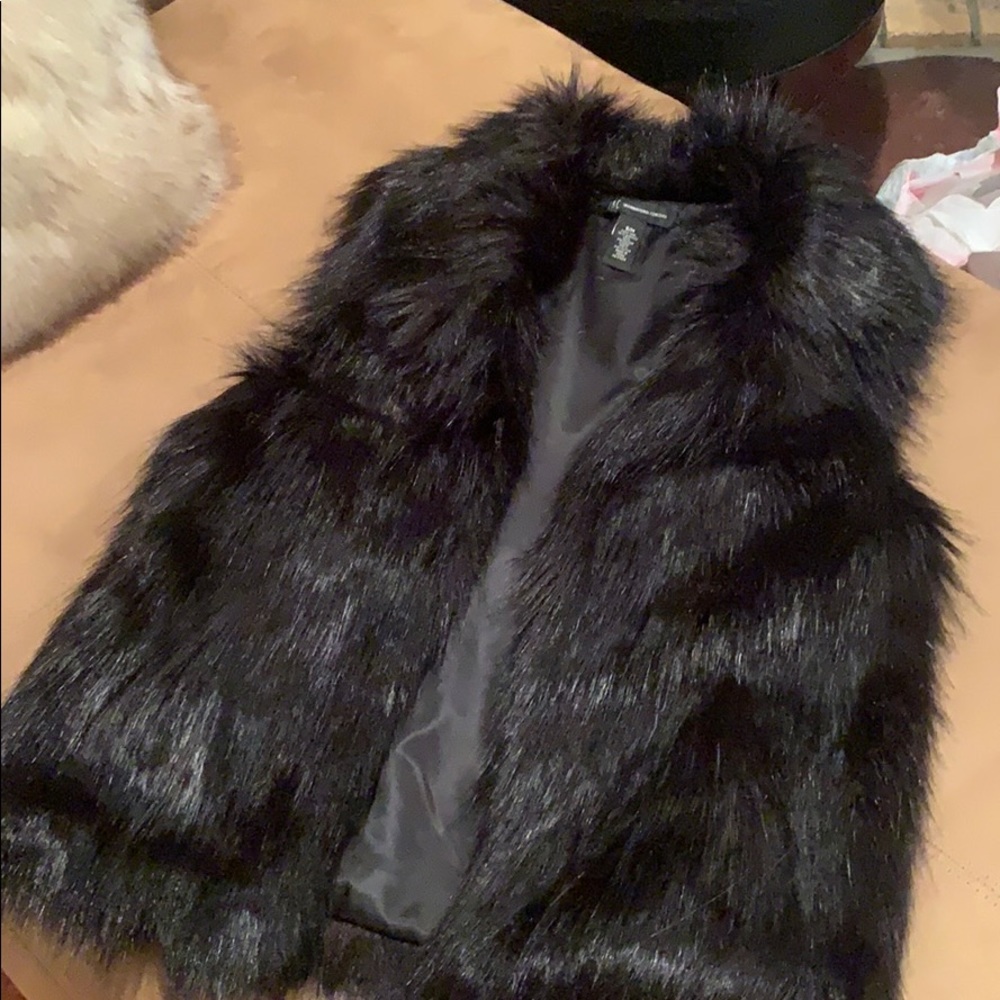 INC faux fur vest